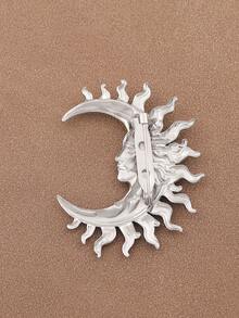 1枚时尚银色/金色不锈钢新月形胸针，女士服装配饰 - 彩色 - 查看 8