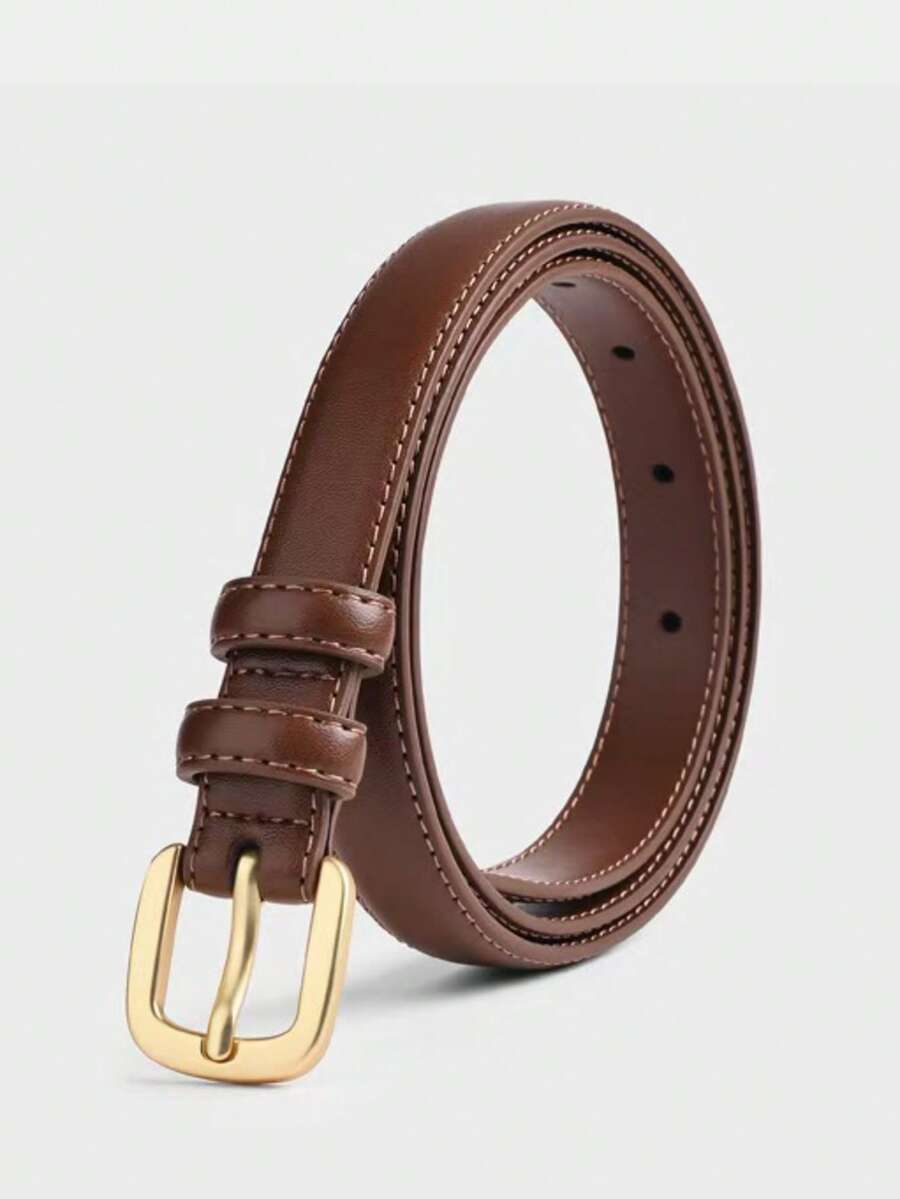 Sabuk Dekoratif Minimalis Gaya Korea Terbaru dan Tahan Lama untuk Wanita, Cocok untuk Rok, Jeans, Celana Panjang, dan Pakaian Lainnya - Coklat - View 1