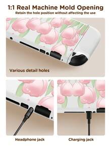 Ayotu 1个粉色郁金香图案超薄TPU透明保护壳，兼容Switch OLED/Switch/Switch Lite/新款Switch 2 (2025) - 兼容底座设计，无需拆卸，防摔防尘，多种颜色可选 - 彩色 - 查看 6