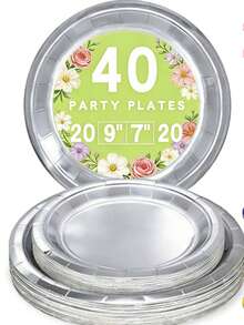 40 chiếc đĩa giấy dùng một lần kích thước 9 inch và 7 inch, đồ dùng cho tiệc cưới, sinh nhật, tiệc trà ngoài trời. - Xem 13