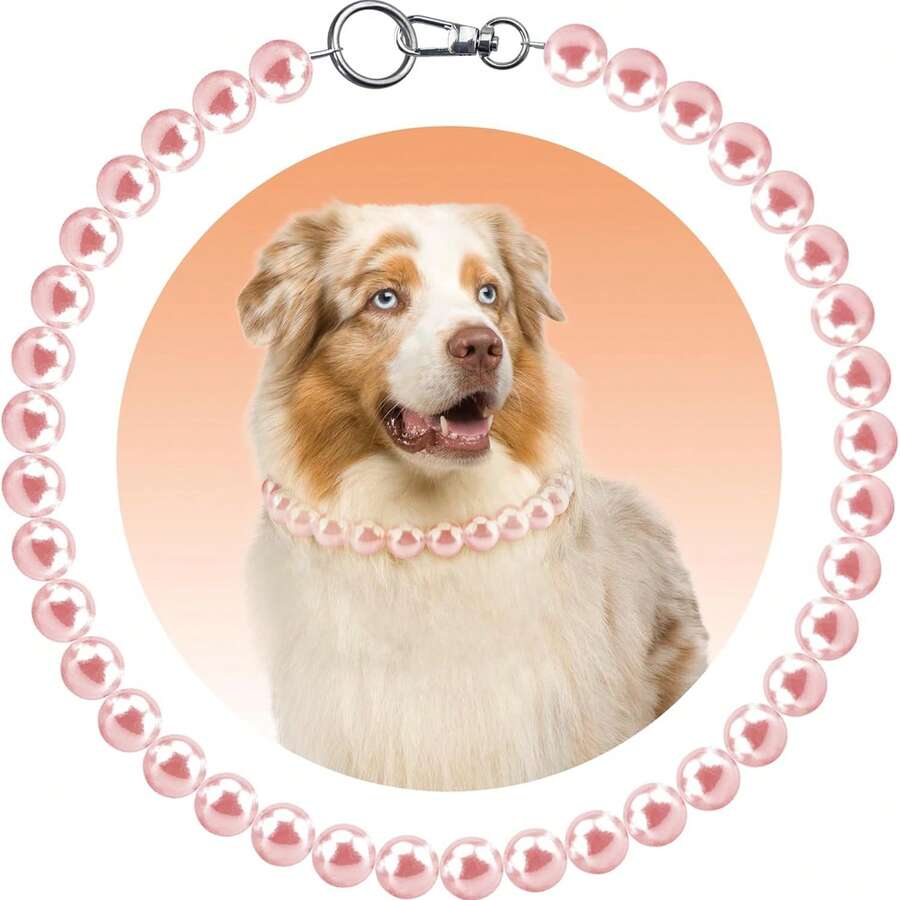 Collier de luxe et élégant pour animaux de compagnie, fabriqué avec de magnifiques perles artificielles, design circulaire adorable, durable et réglable pour un port confortable au quotidien sur divers animaux de compagnie - Multicolore - Voir 1