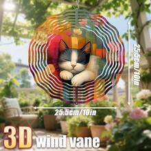 1 chiếc chuông gió ngoài trời bằng kim loại bền chắc hình "Mèo ngủ giữa hoa" 3D, có móc xoay 360°, kích thước 25.5cm/10in*25.5cm/10in, kiểu ngẫu nhiên. - 1 cái - Xem 2