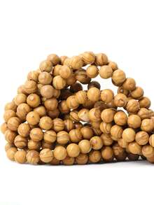 4 6 8 10mm Hạt gỗ tự nhiên hình tròn, đá mã não, hạt rời dùng để làm trang sức, vòng tay, vòng cổ DIY. - Màu Mù tạt vàng - Xem 8