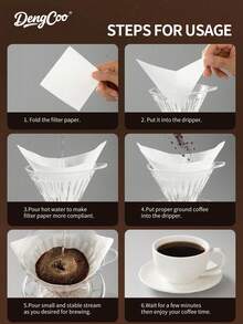 Dengcoo 100 lembar Kertas Filter Kopi Sekali Pakai Bentuk Persegi Putih V01 & V02, Cocok untuk Mesin Kopi Pour Over dan Drip - Kertas Saring - View 3