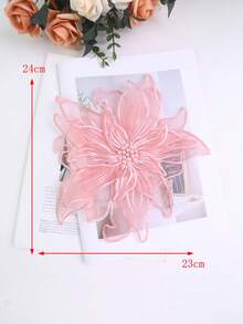 新款手工3D刺绣四层蕾丝，镶嵌水钻和珠子，宽度：23厘米，婚纱DIY刺绣配件 - 粉色 - 查看 4