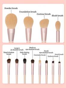 SEPROFE 12pcs Makeup Brush Set, Including Large Powder Brush, Blush Brush, Contour Brush, Highlighter Brush And Small Eyeshadow Brush, Premium Wooden Handle, Ultra-Soft Fibers For Natural Facial Contouring - Apricot - View 7