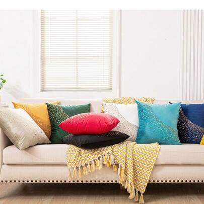 1pc Velvet Starry Sky Rhinestone Decorative Pillow Cover, Home Living Room Sofa Decor Cushion Cover, Without Filler