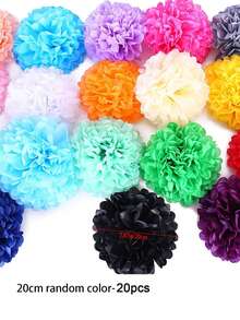 10/20pcs Random Color Vibrant 8-Inch Paper Flower Balls Decorations, Suitable For Mother's Day Party, Birthday Celebration, Wedding, Outdoor Decor - Multicolor - View 7