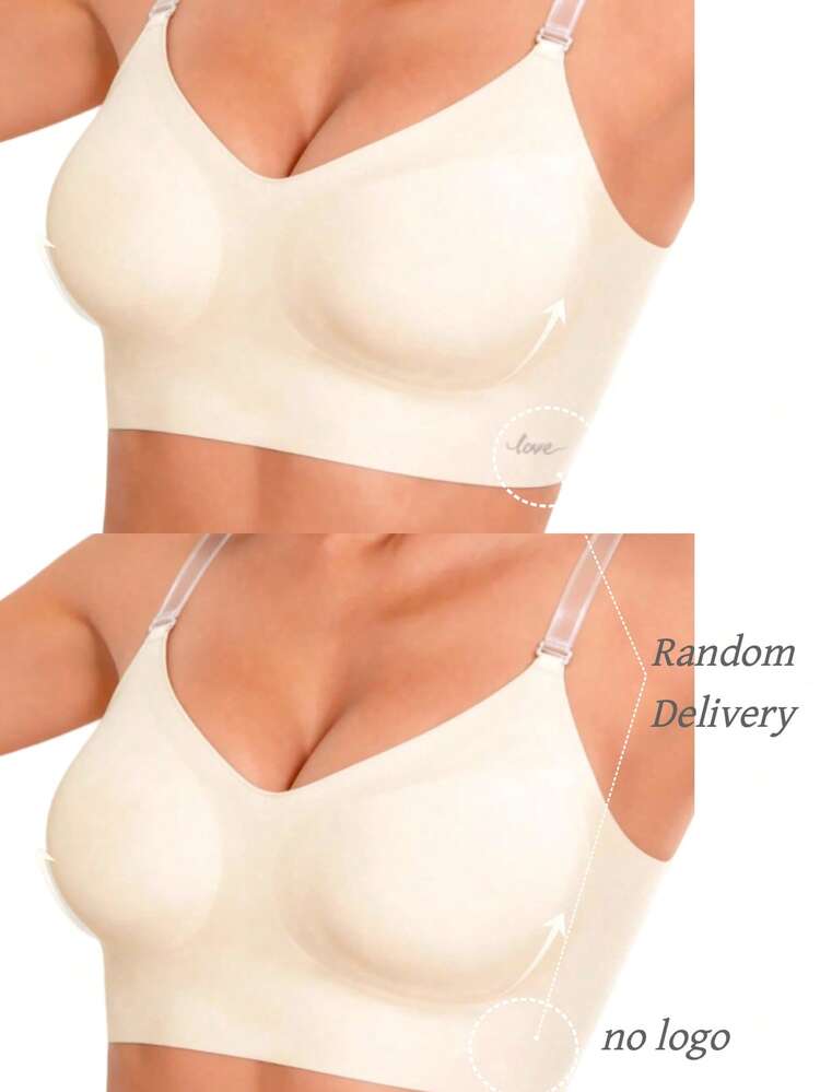Lilivine Women's Backless Seamless Bra, Strapless Backless Bra, Summer Bra, Wedding Dress Bra, Bridal Lingerie. Features: Transparent Straps, Seamless Breathable, Adjustable Straps, Lightweight Bra, Comfortable And Breathable. Suitable For Weddings, Formal Dresses, Spaghetti Strap Dresses And Other Occasions. - White - View 9