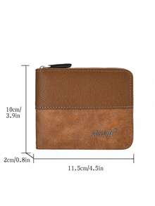SHABILI Nueva cartera corta, popular tarjetero con cremallera para hombres, monedero para estudiantes - Marrón - Ver 4