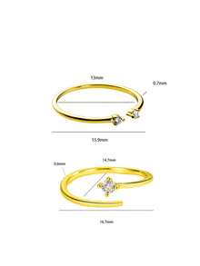1 chiếc nhẫn bạc S925 kiểu dáng tối giản, nhỏ nhắn, có thể điều chỉnh kích thước, phù hợp với mọi dịp, trang sức thời trang thanh lịch, đa năng, thích hợp đeo hàng ngày. - kim cương - Xem 10