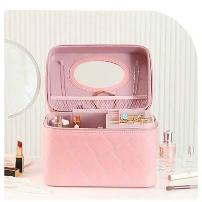 New Year Makeup Box - Waterproof And Dustproof, Large Capacity, With Mirror And Handheld Storage - Factory Direct Supply