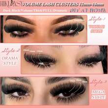 Lash Cluster 260D Full Volume Cluster Lashes Bold 12-18mm Mega Lash Clusters Supplies Wispy D Curve False Eyelashes Clusters Reusable DIY Salon Look Eye Lash Clusters Extension By Hiklasy - Màu A - Xem 3