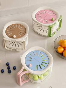 Máy sấy trái cây, rổ rửa rau củ, rổ thoát nước có tay cầm gập lại kèm nắp đậy, hộp bảo quản rau củ quả có thể mở được, bát thoát nước. - Nhiều màu - Xem 7