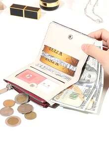 2026 Women's Wallet - PU Leather Bow Tie Design Short Wallet, Multi-Card Slots Zipper Coin Purse, Fashion Versatile Credit Card Holder - Multicolor - View 9