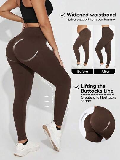 Quần legging nữ màu trơn, đa năng, không đường may.