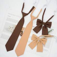 2PCS Solid Color Lazy Tie Set, Pre-Tied Necktie, JK Uniform Accessory, Adjustable Elastic Strap, Unisex Shirt Decor, Student School Wear, Quick Dress Solution, Wrinkle-Free Fabric, Classic Formal Look. Perfect For School Days, Graduation, Cosplay, Office Work, Interviews, Parties, Photoshoots, Daily Commute, Club Events, Theater Plays. Neat, Stylish & Effortless Charm,Festival,Travel - Multicolor - View 7