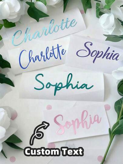 1-8pcs Customized Name Labels Stickers, Personalized Stickers, Name Stickers, Date Stickers, DIY Gifts, Handwritten Font Stickers, Wedding Stickers, Customized Glitter Name Stickers, Gift Stickers, Customized Holographic Name Stickers. Suitable For Glass Cups, Mugs, Rolls, Balloons, Water Bottles, Etc.