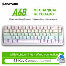 APAYADO A68 有线机械键盘，65% 紧凑布局，68 键热插拔，RGB 背光，适合游戏玩家，有线 USB 连接 - 查看 12