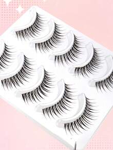 5 Cặp lông mi giả kiểu Hàn Quốc & Nhật Bản, xoăn tự nhiên, dày, dài, mềm mại, đan chéo, siêu mảnh, quyến rũ như hoạt hình, có thể tái sử dụng. - Xem 9