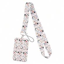 Soporte de tarjeta con cordón de dibujos animados de la serie médica, Cordones para tarjeta de identificación con temática médica de colores impresos, Soporte para tarjeta de identificación de estudiante de campus, Funda protectora para tarjeta de autobús/trabajo, Cordón para teléfono y llavero, Soporte para tarjeta de identificación con temática de enfermera/médico, Funda duradera antiperidida para tarjeta con cordón, Soporte universal para tarjeta con cordón para oficina/escuela/transporte, Múltiples estilos disponibles, Gran regalo para personal médico/estudiante - Tarjetero con cordón para teléfono con forma de gato - Ver 17