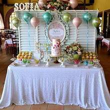 QueenDream - Mantel Rectangular de Lentejuelas Blancas para decoración de Fiesta de cumpleaños Boda 50 x 80 Pulgadas Mantel Rectangular - Blanco - Ver 4
