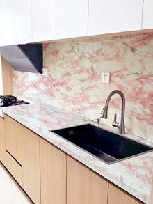 Luxury Aesthetic Pink Marble Texture Wallpaper, Suitable For Living Room, Bedroom, Office, Birthday Party, Anniversary, Valentine's Day, Spring/Summer Events, Home Decor, Event Decoration, Elegant Style, Durable Material, Marble Pattern Design - Redstone - View 2
