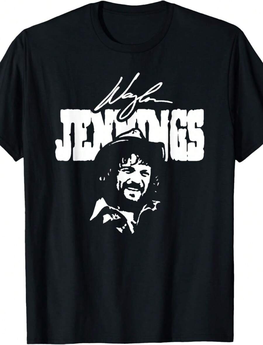 Waylon Jennings - Official Merchandise - Signature T-Shirt - màu đen - Xem 1