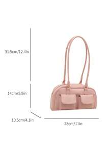 1 Stück Damen Schwarze Schleife PU Leder Umhängetasche, Neu Ankunft Süß Elegant Vielseitig Exquisit - Pink - Übersicht 5