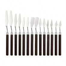 14件套木制调色刀、不锈钢油画笔、油画刮刀、油画调色刀、不锈钢油漆刮刀 - 套裝 - 查看 1