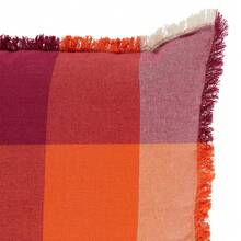 Atmosphera Cuscino Yucatan con frange, 45 x 45 cm, tessuto madras. - Multicolore - Visualizzare 3