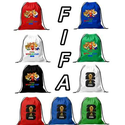 FIFA 2026 North America Soccer Tournament Mascots (Maple, Zayu, Clutch) & World Cup Trophy Drawstring Gift Bag, Soccer Storage Bag,Lightweight Waterproof Polyester Sports Sackpack, Large Capacity Foldable Portable Backpack With Drawstring Closure, Multi-Color Options For Game Day Watch Parties, Gym, Travel, Gift Wrapping, Sports Events, Daily Commute, Outdoor Activities, Ideal Holiday Birthday Graduation Gifts For Soccer Fans, Sports Enthusiasts, Fan Merchandise & Gift Bag Essentials