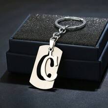 DIY Stainless Steel A-Z Letter Keychain, 26 Alphabet Double-Layer Letter Iron Keyring, Couples Gift, Car Key Chain, Bag Accessory - Multicolor - View 31