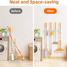 壁挂式拖把/扫帚架，2个装，新款粘性壁挂式拖把/扫帚架，超强防滑，适用于浴室、厨房、洗衣房。 - 透明 - 查看 4