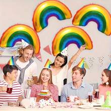 4/6pcs Rainbow Arch Aluminum Foil Balloons, Colorful Gradient Aluminum Foil Balloons For Birthday Party Decorations, Suitable For Birthday, Graduation, Wedding Celebrations, Outdoor Picnics, Family Gatherings, Self-Sealing And Easy To Inflate, Durable And Leak-Proof, Adding Vibrant Colors And Ceremonial Atmosphere To Various Joyful Occasions. - A - View 3