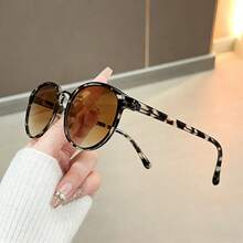 1 chiếc kính thời trang gọng tròn phong cách Boho, kính thời trang nữ Y2K chống tia UV, thích hợp đi biển, du lịch, dự tiệc, đa năng sử dụng hàng ngày. - màu nâu - Xem 3