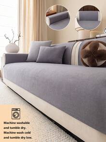 1 Buah Sarung Sofa Chenille yang Dapat Dicuci dengan Mesin - Sarung Sofa Anti Selip untuk Dekorasi Rumah, Cocok untuk Sofa 1/2/3/4 Dudukan - Dark Grey - View 2