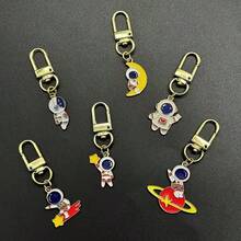 6pcs Cartoon Astronaut Spaceman Series Keychain Pendant, Fashion Headphone Case Ornament Bag Additions Personalized Small Gift - Multicolor - View 6