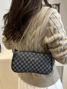 Túi đeo vai nhỏ vuông, in họa tiết, phong cách retro tối giản, dung tích lớn, kiểu dáng thường ngày, dành cho nữ, mùa hè 2026. - màu đen - Xem 3