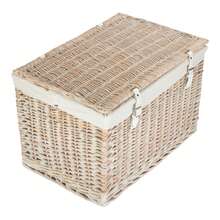 Red Hamper 60cm Whitewash Wicker Chest Picnic Storage Basket - White - View 2