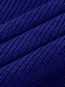 Plus Size Men's Solid Color Crew Neck Casual Loose Knit Short Sleeve Top - Blue - View 11