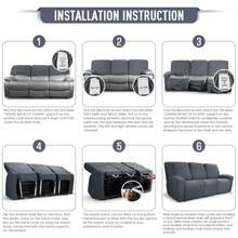 Recliner Sofa Covers 8-Pieces Stretch Large Couch Covers for 3 Seats Reclining Slipcovers Soft Jacquard Pattern Furniture Protector Grey - Gris - Ver 7
