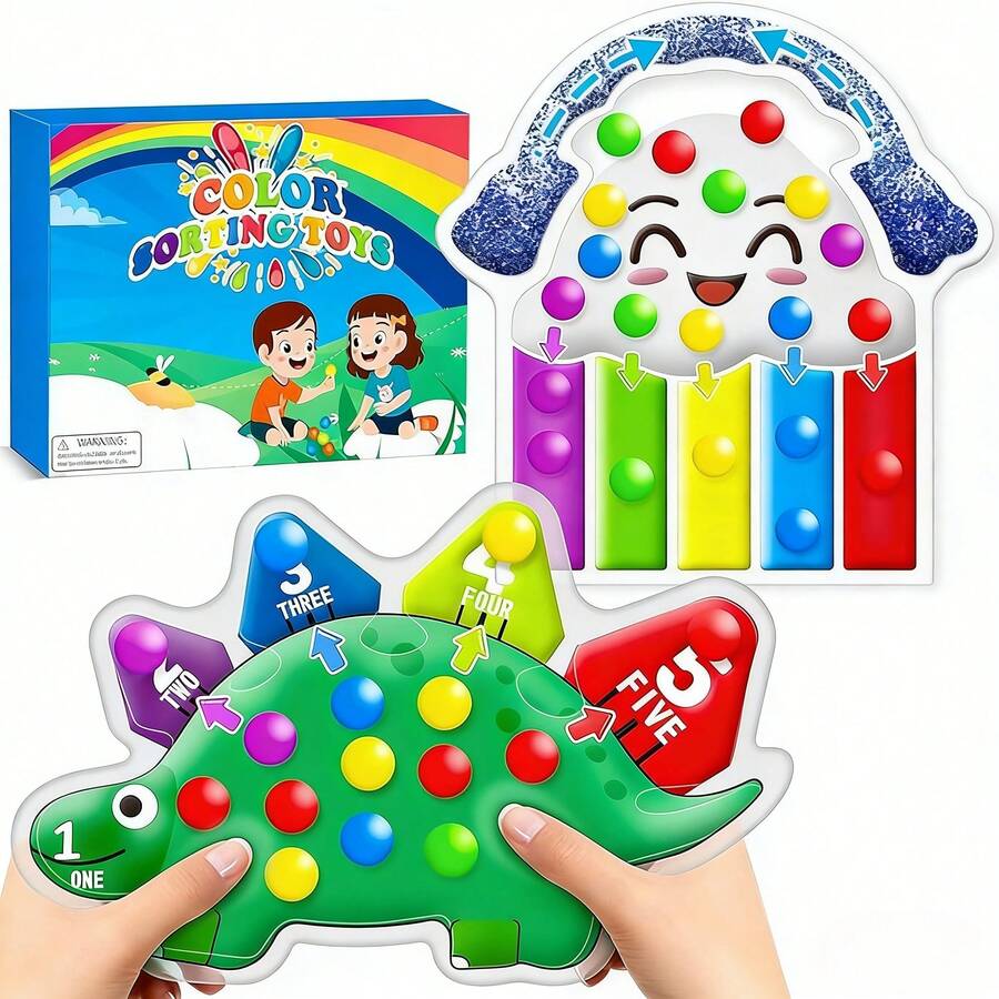兒童中性色彩分類感官玩具，精細動作技能遊戲，色彩匹配學習活動，蒙特梭利教育紓壓玩具，適合作為禮物（隨機款式與顏色）