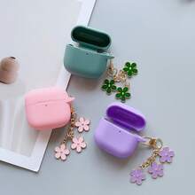 Creative Double-Sided Dripping Oil Colorful Flower Keychain Pendant For Wireless Bluetooth Earphone Case Suitable For All AirPodModels - Light Purple - View 2
