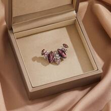 1枚新款防曝光胸针，高端女士奢华小众设计水钻花朵胸针配饰 - 彩色 - 查看 4