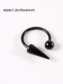 2PCS/6PCS 361L Stainless Steel Lip Ring Horseshoe Labret Ring Piercing Punk Spike Nose Ring Eyebrow Tongue Piercing Jewelry - As Shown - View 2