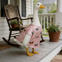 Goose Dress For Porch Goose Statue Rustic Style Butterfly/Floral/Dot/Bunny/Bow/Strawberry Print Dress For Outdoor Decor - 多彩的 - 查看 5
