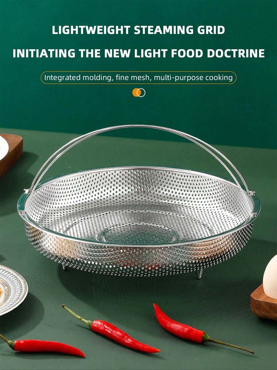 1pc Multifunctional Stainless Steel Steamer, Healthy For Cooking Buns, Fries, Vegetables And Fruits, Household Kitchen Utensil And Accessory