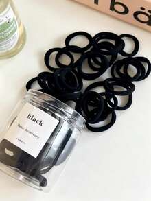 50pcs Soft Nylon Seamless Hair Ties, Thick Elastic Hair Bands, Black Non-Slip Hair Ropes, Suitable For Women And Girls, Daily Simple Versatile All-Season Hair Accessories Ponytail - Multicolor - View 2