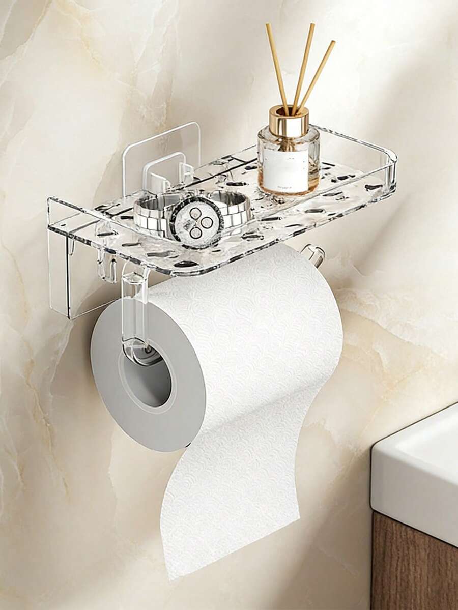 Giá đỡ giấy vệ sinh bằng acrylic – Bền chắc, thiết kế gắn tường không cần khoan, chống thấm nước và chống gỉ. Thiết kế 2 trong 1 này vừa đựng giấy vệ sinh vừa đựng điện thoại di động, dễ dàng lắp đặt mà không làm hỏng tường, lý tưởng cho phòng tắm hiện đại. - Nhiều màu - Xem 1